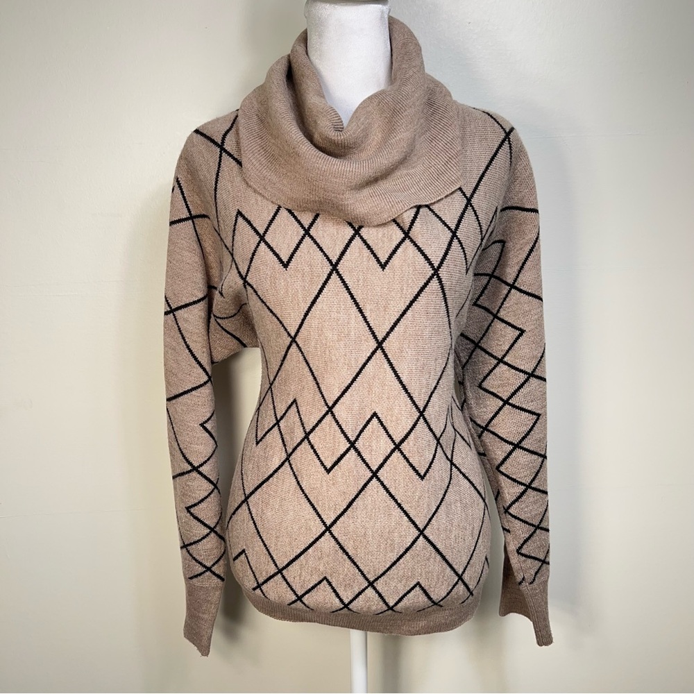Design History anthropologie casual Brown and Black swater cowl neck size M